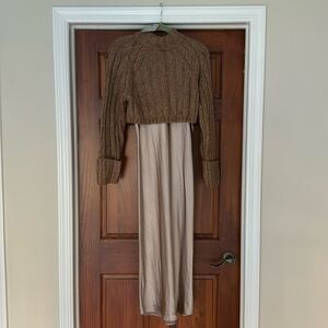 2 piece slip dress with sweater